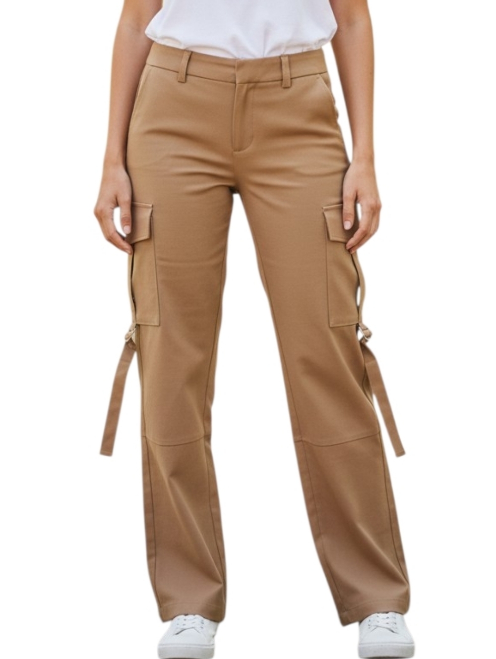 Line & Dot Wide Leg Cargo Pants In Camel Size M